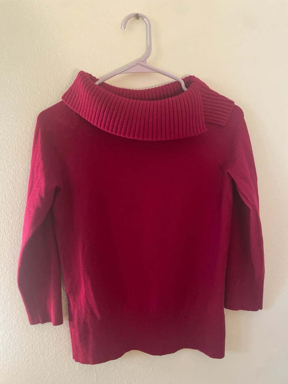 Vintage Ann Taylor red cowl neck 3/4th length sleeve sweater